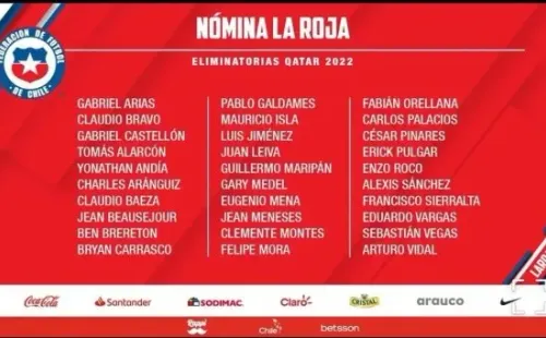 La nómina oficial de la selección chilena (La Roja)