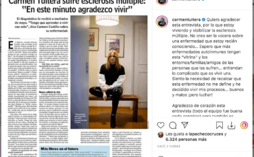 La última publicación en Instagram de Carmen Tuitera.