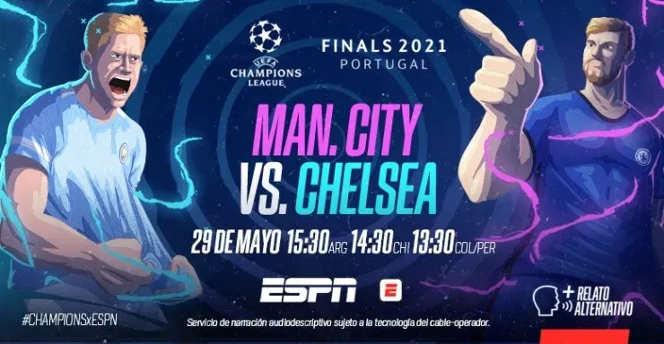 ESPN emitirá la final de la UEFA Champions League con un relato alternativo a través del sistema SAP de los televisores, sujeto a la tecnología de cada cableoperador. | Foto: ESPN.