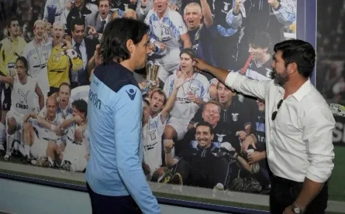 Inzaghi y Salas juntos tiempo atrás recordando sus años en la Lazio. Foto: Getty Images