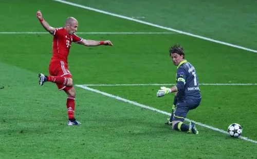 Bayern Munich venció en Wembley al Borussia Dortmund el 2013 con gol de Robben. Foto: Getty.