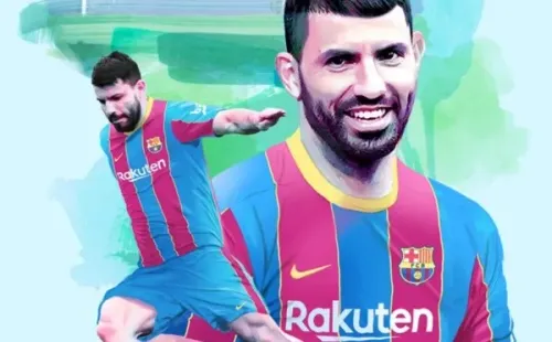 La imagen con la que Barcelona presentó a Sergio Agüero.