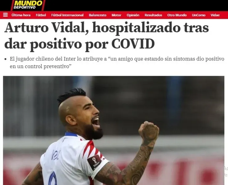 Vidal se perderá el partido ante Argentina.