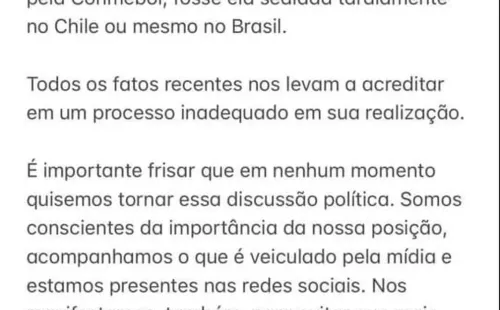 Comunicado Selección Brasil sobre su participación en la Copa América.