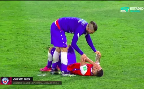 Maripán llorando en la cancha