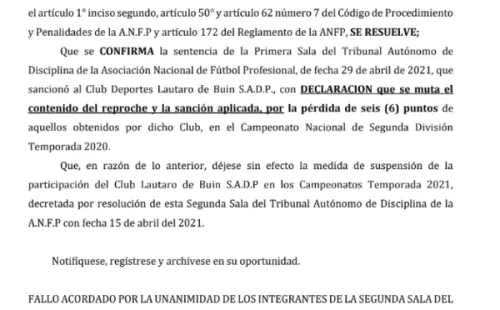 Fallo del tribunal sobre el caso de Lautaro de Buin.
