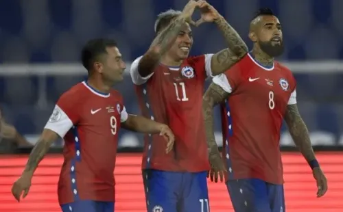Vargas festejó su gol ante Argentina que le dio la igualdad a Chile. Foto: Copa América.