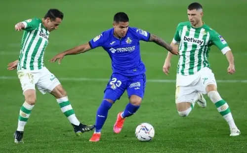Cucho Hernández pertenece al Watford de Sierralta, pero estuvo a préstamo en el Getafe (Getty Images)
