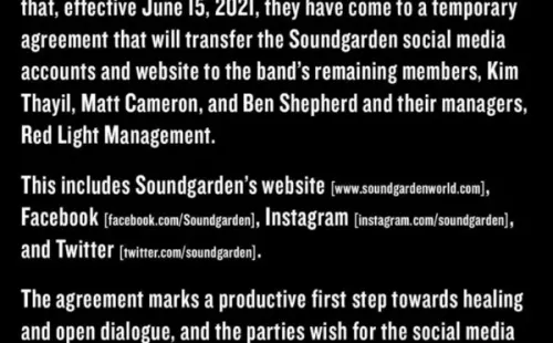 Las declaraciones de Soundgarden, tras recuperar el control sobre sus redes sociales.(2)