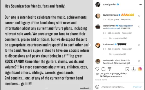 Las declaraciones de Soundgarden, tras recuperar el control sobre sus redes sociales.(3)
