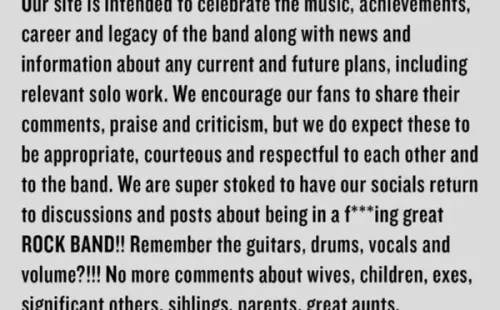 Las declaraciones de Soundgarden, tras recuperar el control sobre sus redes sociales.(4)