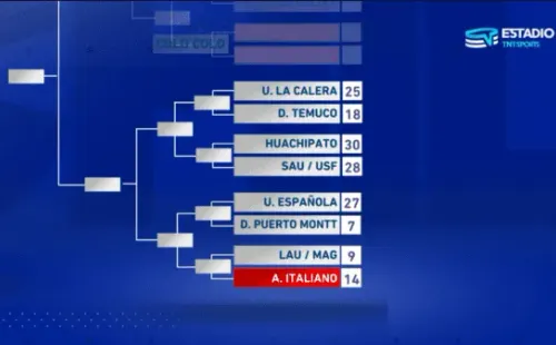 El cuadro en detalle por el lado de Audax Italiano.(Foto: captura TNT Sports)