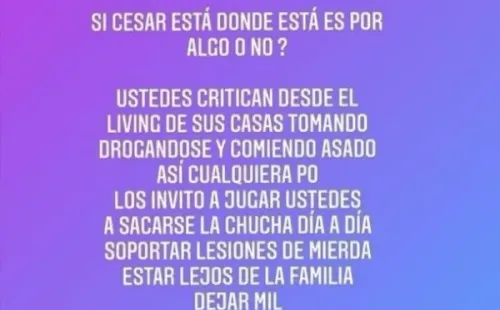 El ácido mensaje de Ana González en Instagram contra los hinchas de Colo Colo. Foto: Instagram