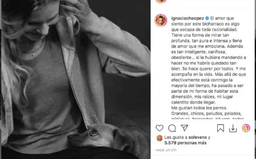La publicación que Ignacia Allamand le dedicó a su mascota.
