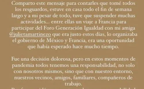 La historia publicada por Belén Soto, confirmando que fue contacto estrecho.