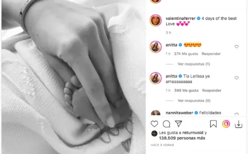 La publicación de la novia de J Balvin, Valentina Ferrer, confirmando la llegada de su primer hijo.(1)