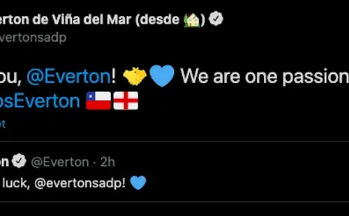 El saludo del Everton inglés y la respuesta del chileno.