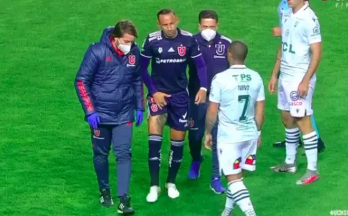 Marcelo Cañete se lesionó en el partido que la U le ganó a Santiago Wanderers aún con Rafael Dudamel en el banco (Agencia Uno)