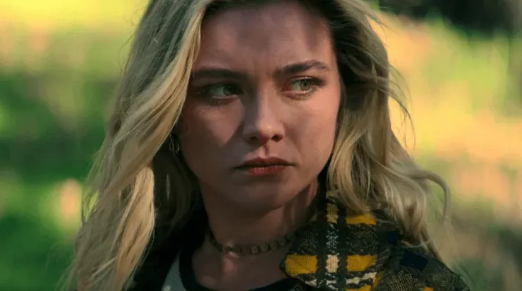 Yelena Belova intentando procesar la revelación que le hizo Valentina, en la escena post créditos de    Black Widow.