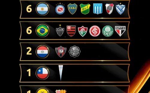 Clasificados a octavos de Copa Libertadores por país