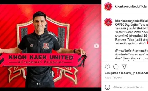 Yashir Islame Pinto ya se encuentra en Tailandia junto a su nuevo equipo. (FOTO: @khonkaenunitedofficial)