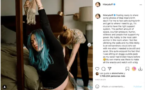 La publicación sobre el parto en casa que tuvo Hillary Duff para recibir a su tercer hijo.