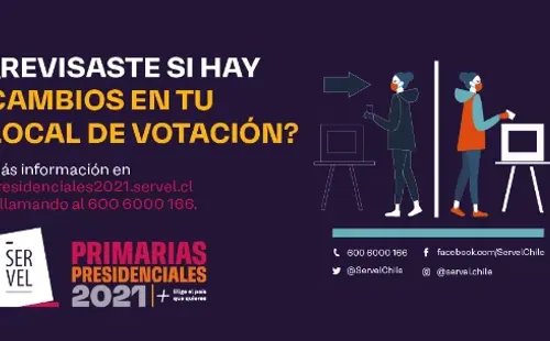 El llamado es a revisar con anticipación los locales de votación. Foto: @ServelChile