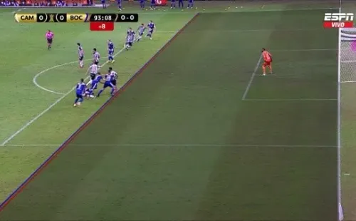 El milimétrico fuera de juego que le cobraron a Boca Juniors. (Foto: Captura Espn)