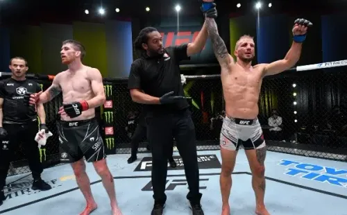 Dillashaw regresó al UFC con un aguerrido triunfo ante Sandhagen. Foto: Getty Images
