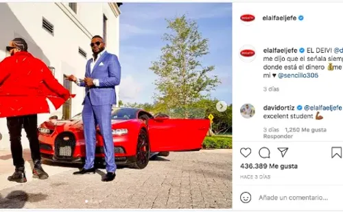 El Alfa junto a su Bugatti y a David Ortiz.