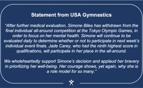 El comunicado de USA Gymnastics