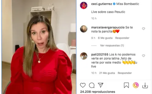 Cecilia Gutiérrez en la transmisión en Instagram, donde se refirió al caso de violencia intrafamiliar de Mauricio Pesutic.