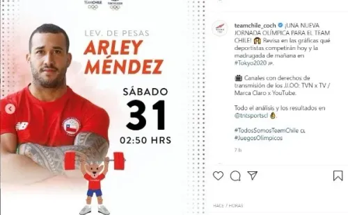Arley Méndez es una carta importante del Team Chile en el objetivo de conseguir una medalla olímpica. (Foto: Instagram Team Chile)