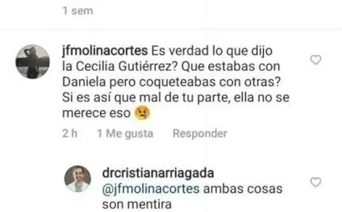 Cristián Ariagada desmiente relación con Daniela Nicolás en su Instagram.