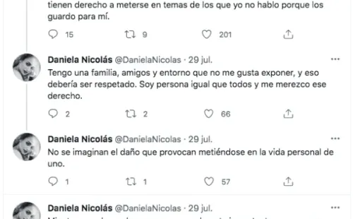 Los tuit de Daniela Nicolás tras confirmar su romance con el doctor Cristian Arriagada.