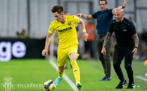 Sampaoli en el amistoso entre Olympique Marsella y Villarreal.