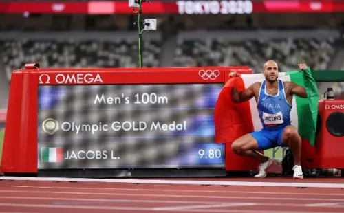 Jacobs de Italia se quedó con el oro en los 100 metros planos. Foto: Getty Images