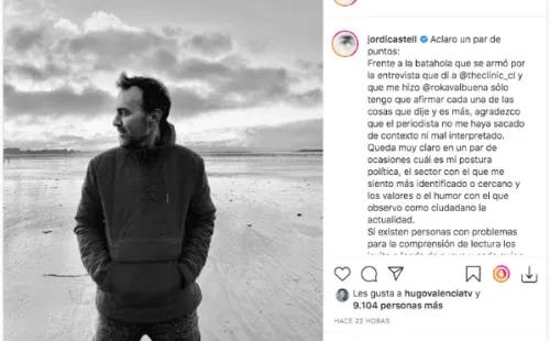 La desafiante publicación de Jordi Castell por sus alabanzas a Teresa Marinovic.