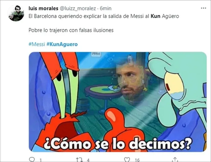 La inesperada partida de Lionel Messi de Barcelona después de la llegada del Kun Agüero ha dado material para las redes sociales