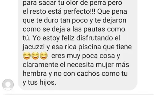 Los mensajes de acoso que recibió la ex pareja de Amaro Gómez-Pablos, Fernanda Valdivia, y que ella compartió en su Instagram.(2)