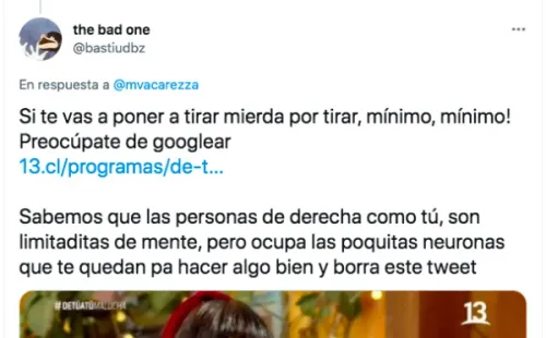 El tuit de Marcela Vacarezza sobre Malucha Pinto y la respuesta del tuitero