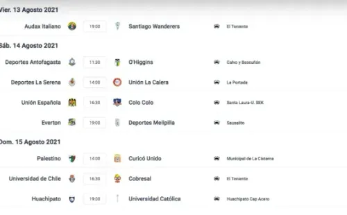 Así se jugará la fecha 16 del Campeonato Nacional.