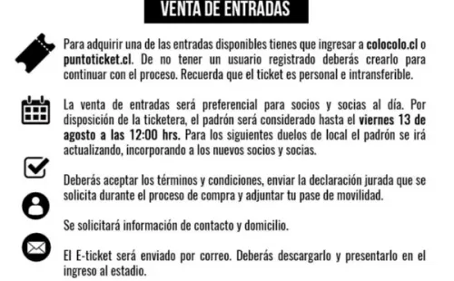 Estos son los detalles para comprar una entrada para el regreso de los hinchas de Colo Colo al Monumental. (Foto: CSD)