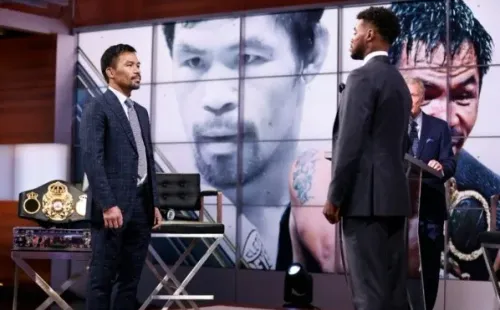 Pacquiao hizo toda la promoción de la pelea con Spence, el que no estará finalmente por lesión. (Foto: Getty)