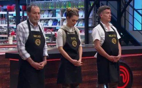 Los tres candidatos a despedirse del Masterchef Celebrity. Sin embargo, Nelson Ávila fue finalmente el elegido para abandonar la competencia.