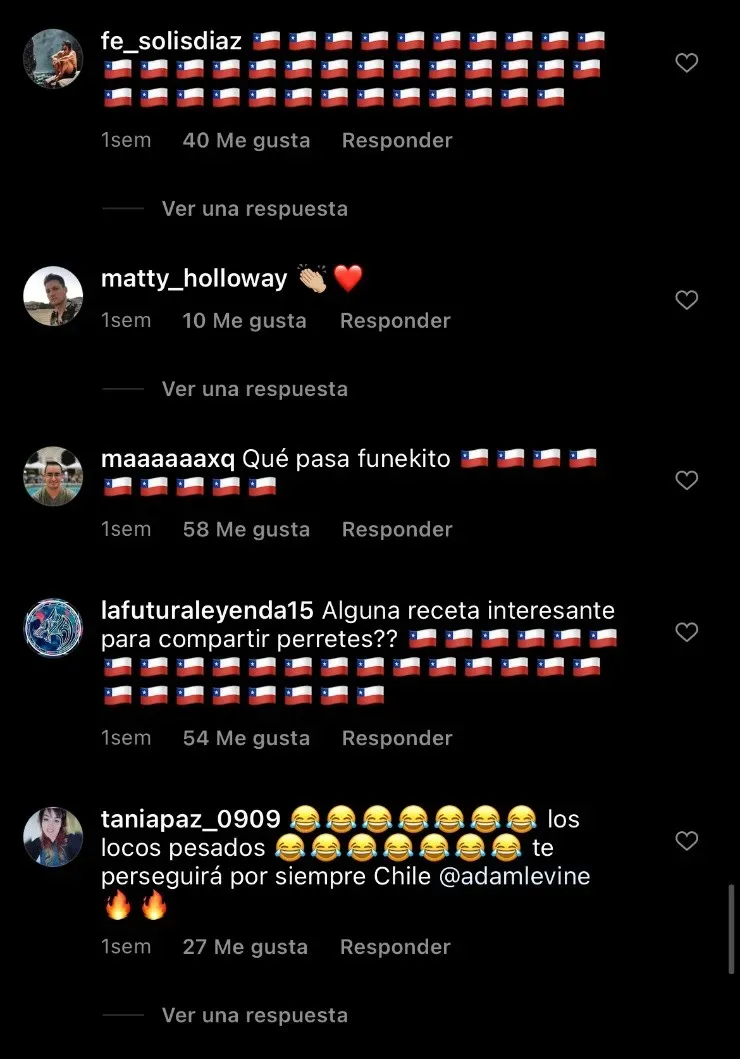 Trolleos de chilenos al líder de Maroon 5, Adam Levine.(13)