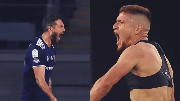 Joaquín Larrivey y Leonardo Gil se verán las caras en el Estadio El Teniente de Rancagua en un nuevo Superclásico del fútbol chileno en septiembre. | Foto: TNT Sports.