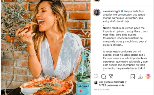 La publicación con que Vanesa Borghi respondió a sus críticos.