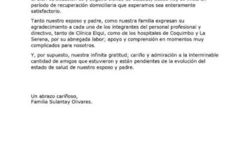 El comunicado de la familia de José Sulantay.