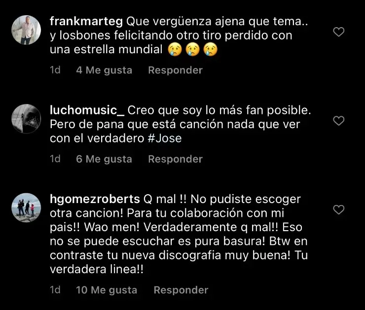 J Balvin se llena de críticas en Instagram por su nueva canción.(16)